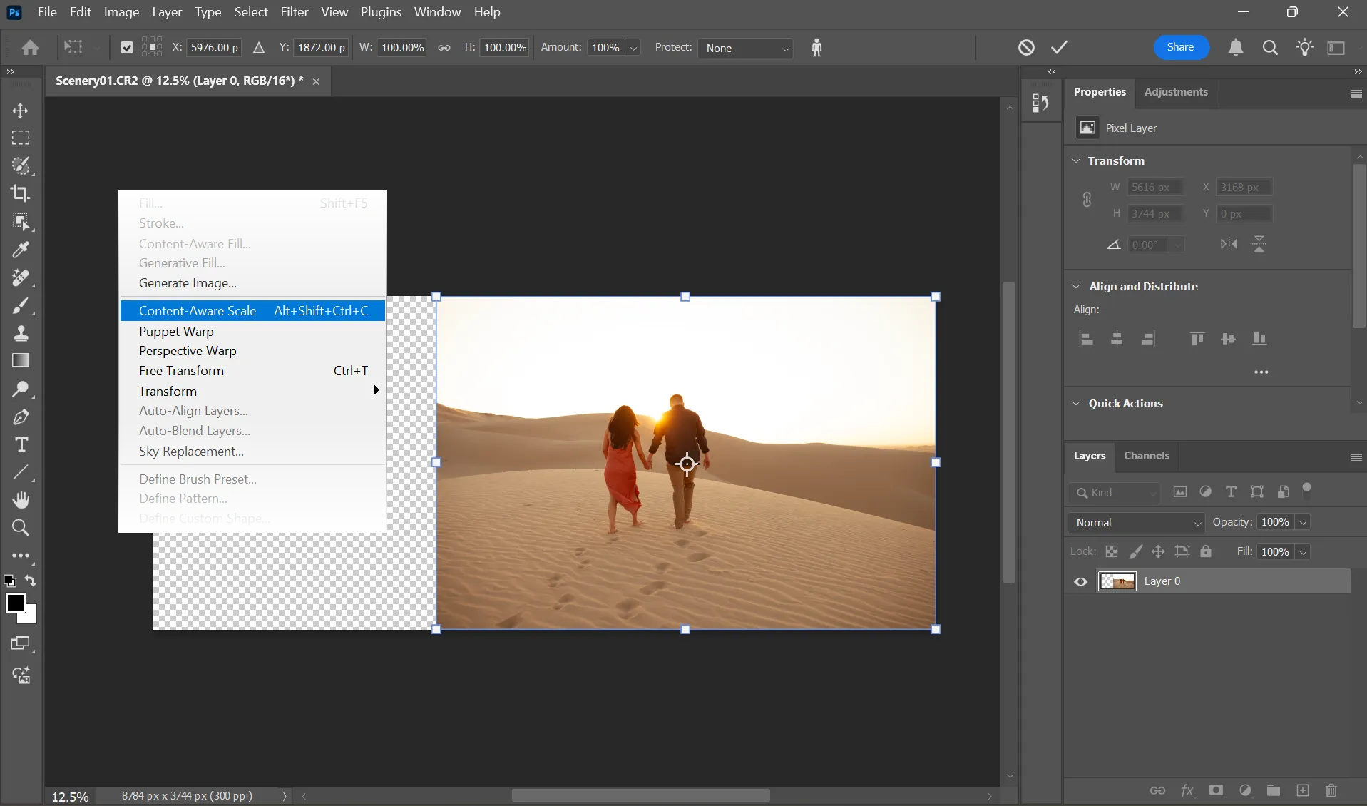 إعداد أداة تحجيم وفقًا للمحتوى في Photoshop