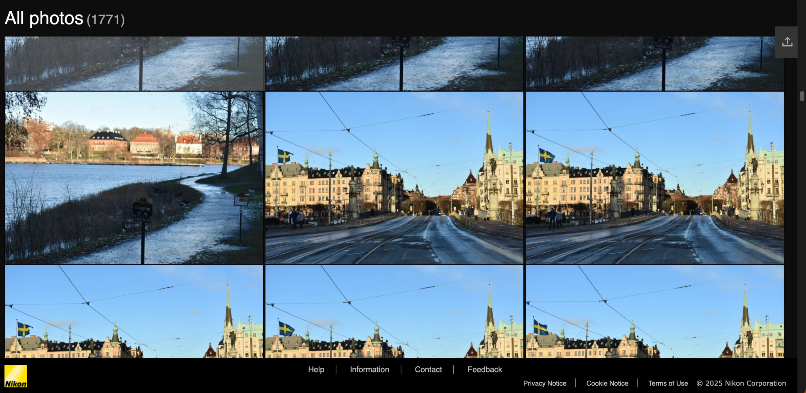 واجهة تطبيق Nikon Image Space