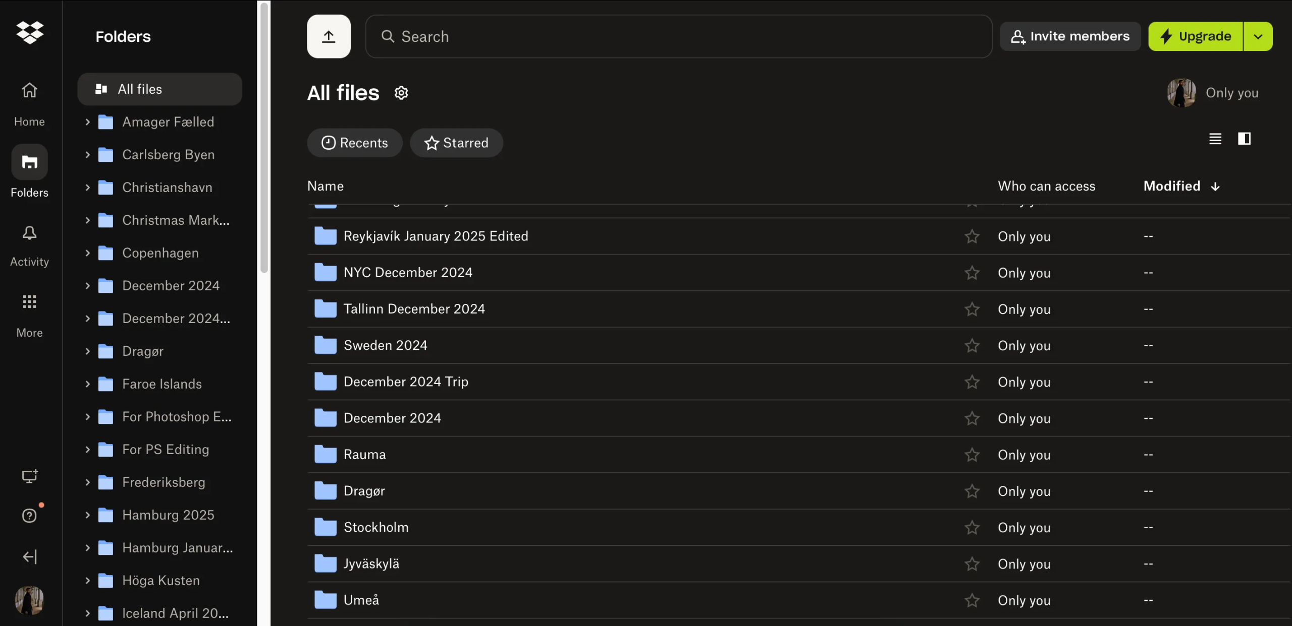 مجلدات في تطبيق Dropbox