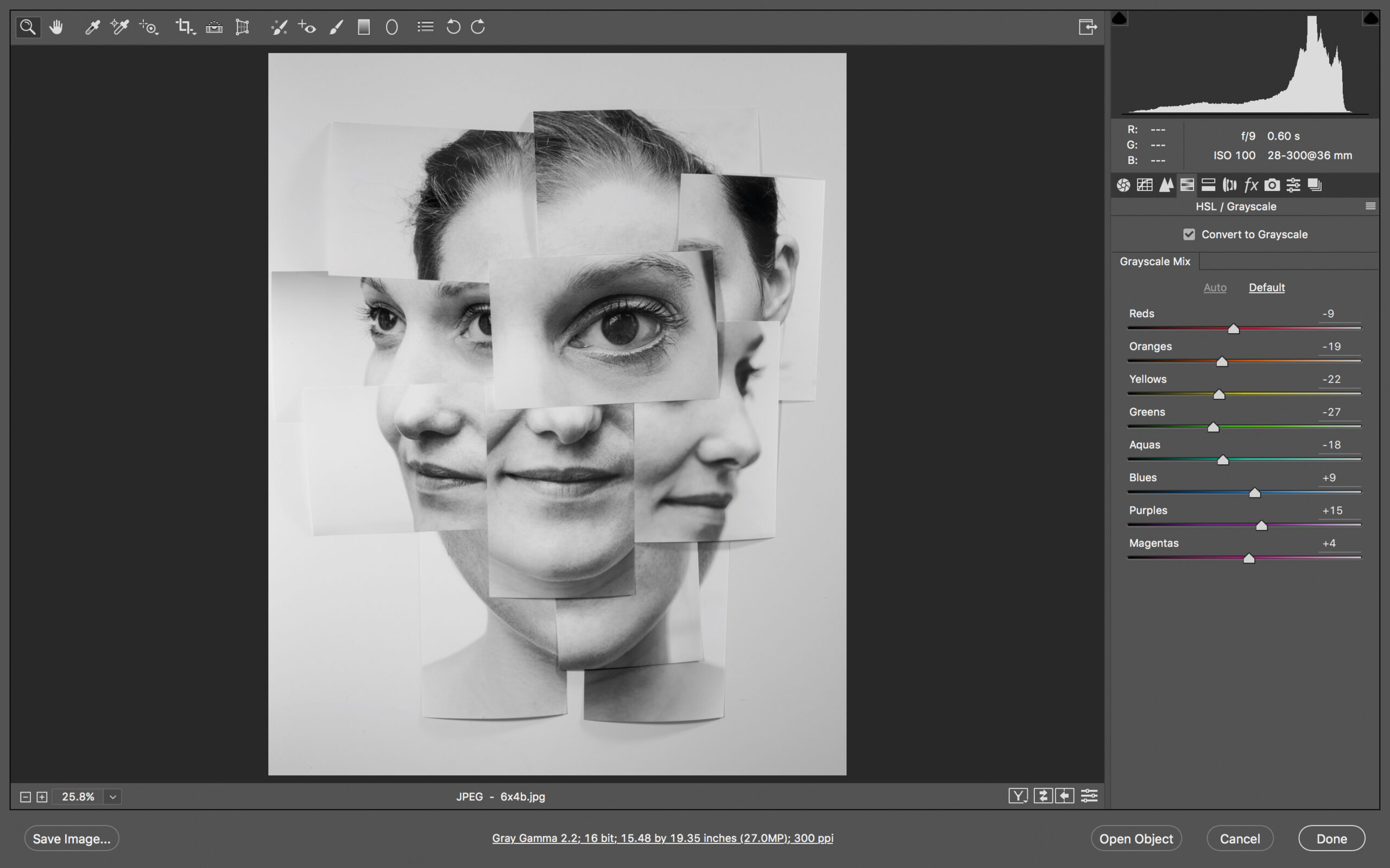 لقطة شاشة لـ Photoshop لإنشاء صورة تركيبية بأسلوب ديفيد هوكني