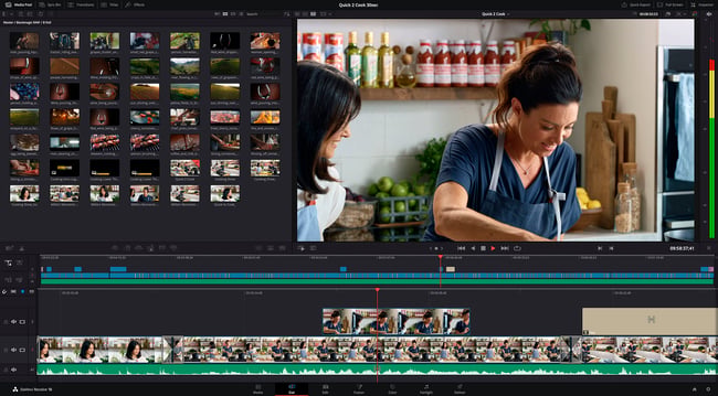 لقطة من واجهة DaVinci Resolve 18