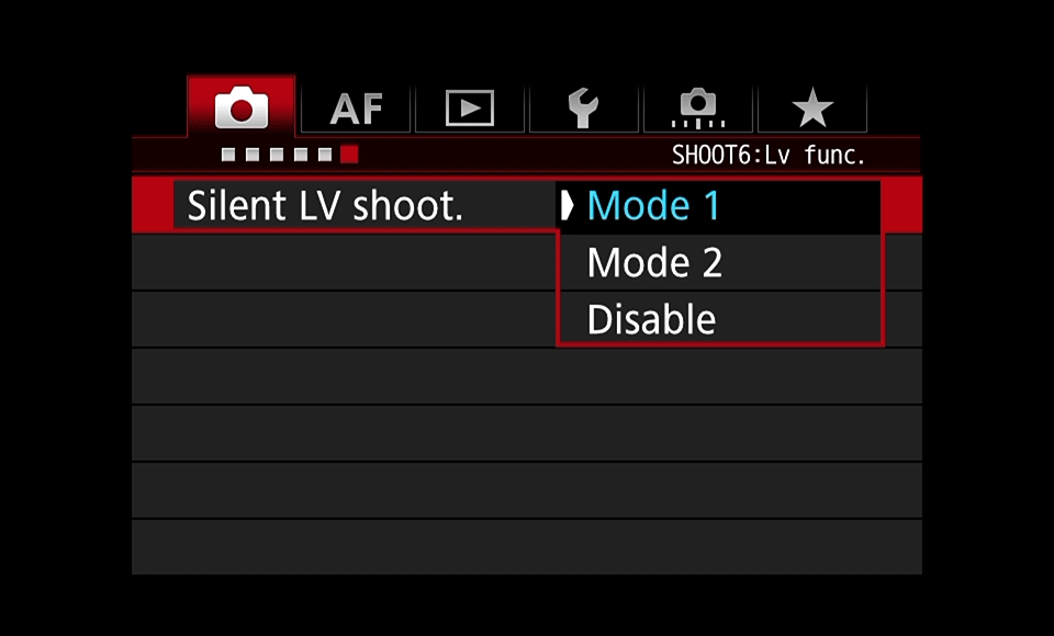 تصوير Live View الصامت (Silent LV Shooting) من Canon مع EFCS