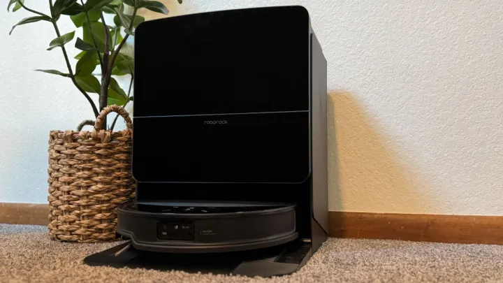 The Roborock Saros 10R near a plant