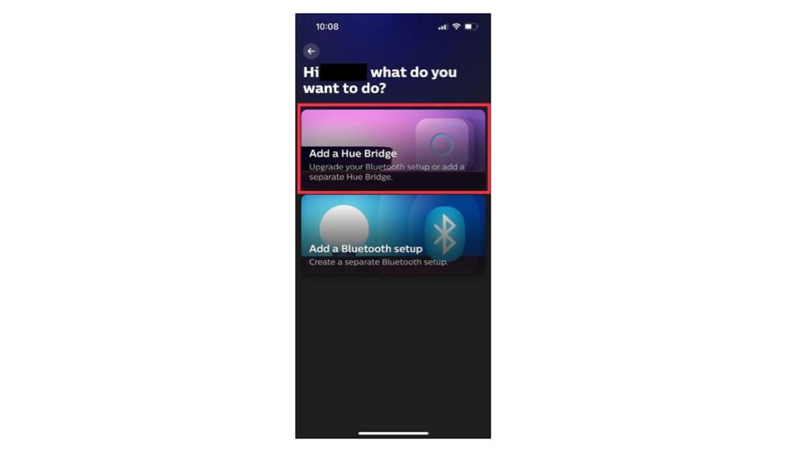إضافة جسر Hue في تطبيق Hue
