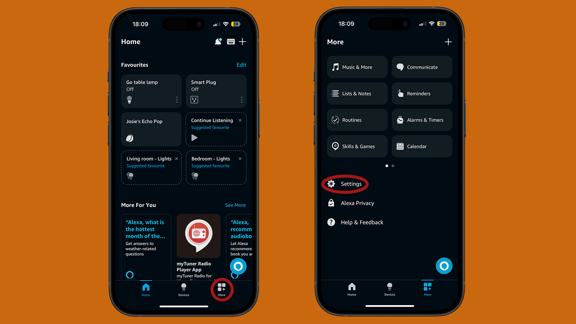 خطوات تفعيل وضع الهمس (Whisper Mode) في Alexa، معروضة على iPhone