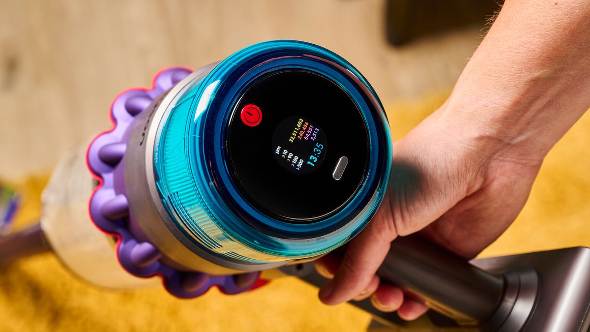 Staubbericht auf dem Bildschirm des Dyson Gen5 Detect Staubsaugers
