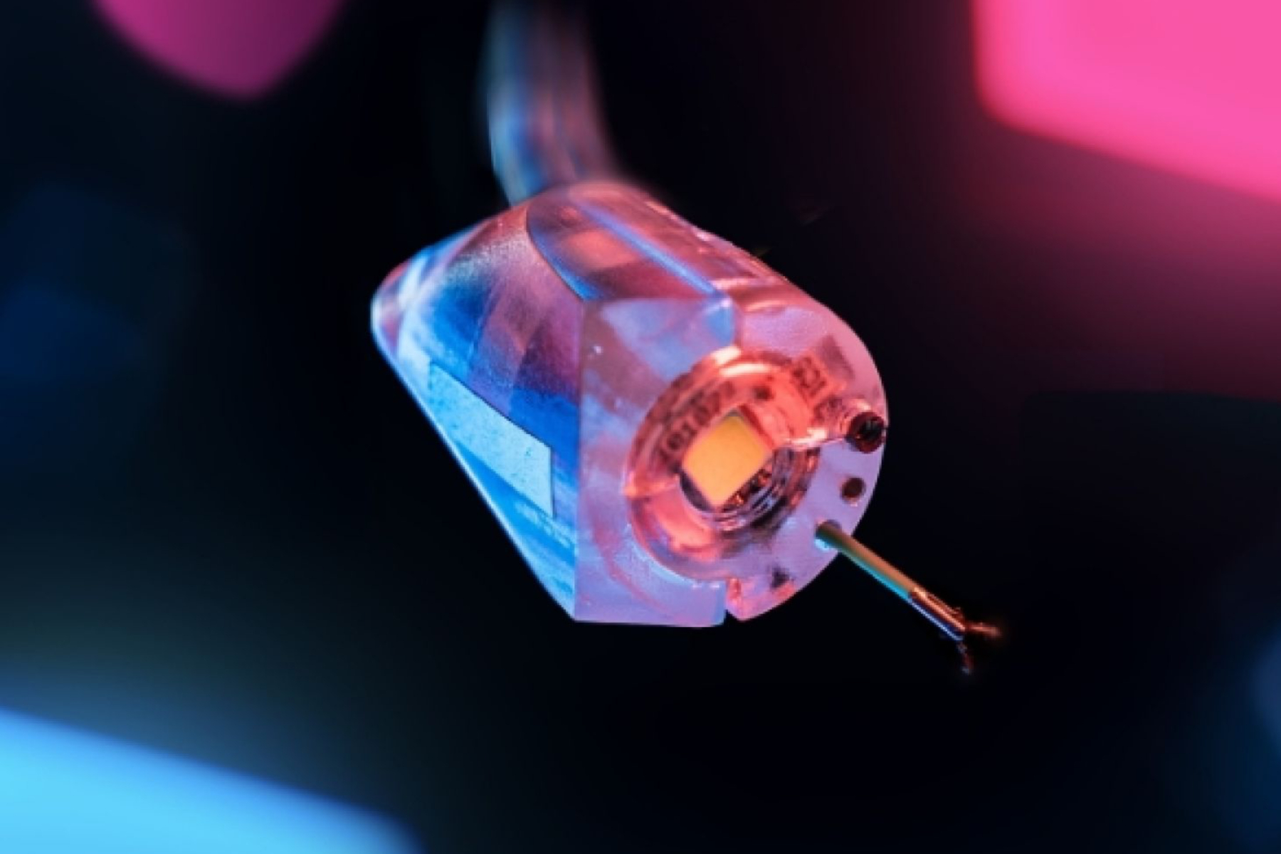 Close up view of the oloid magnetic endoscope chassis.