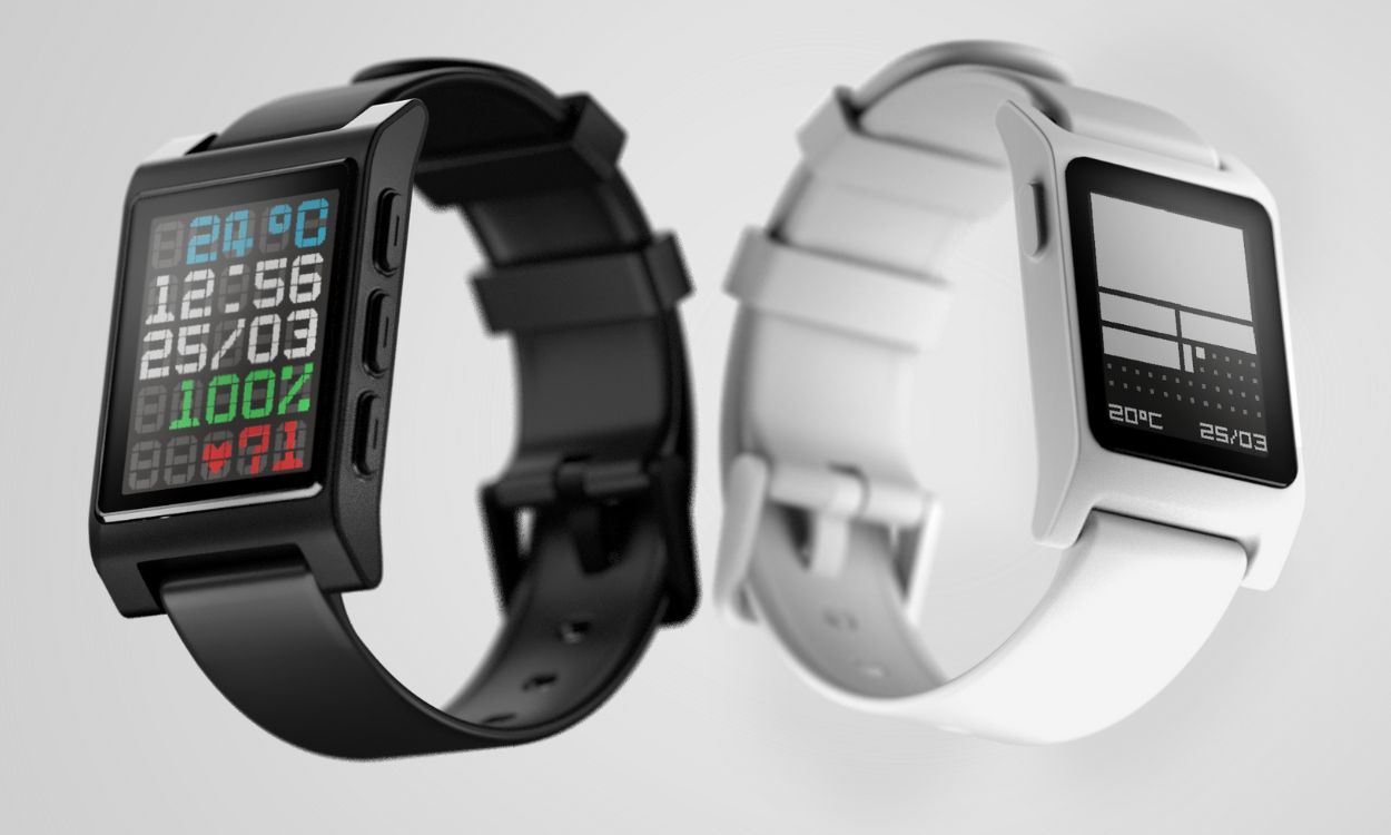 Pebble Core 2 Duo and Core 2 Time smartwatches in Black and White colorways