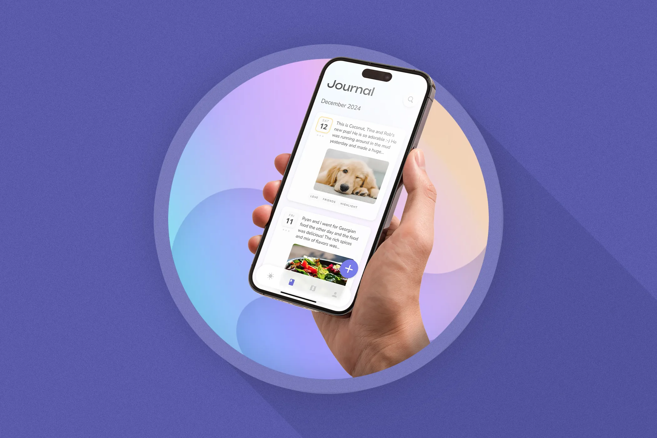 A hand holding a phone with Reflection app open and its logo in the background.