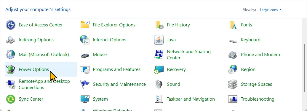 لوحة التحكم - كافة العناصر في Windows 11