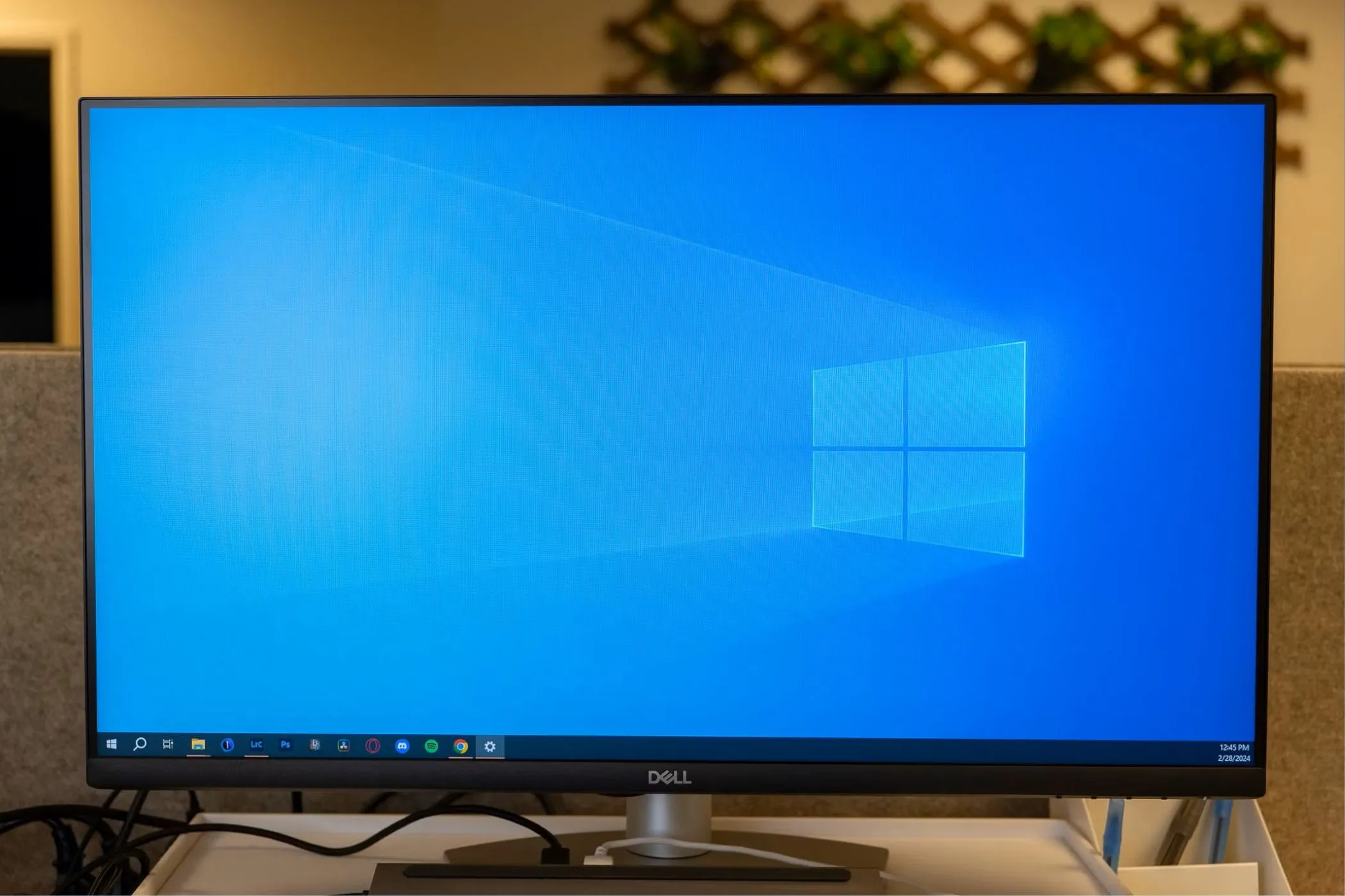 Dell monitor showing Windows 10 desktop