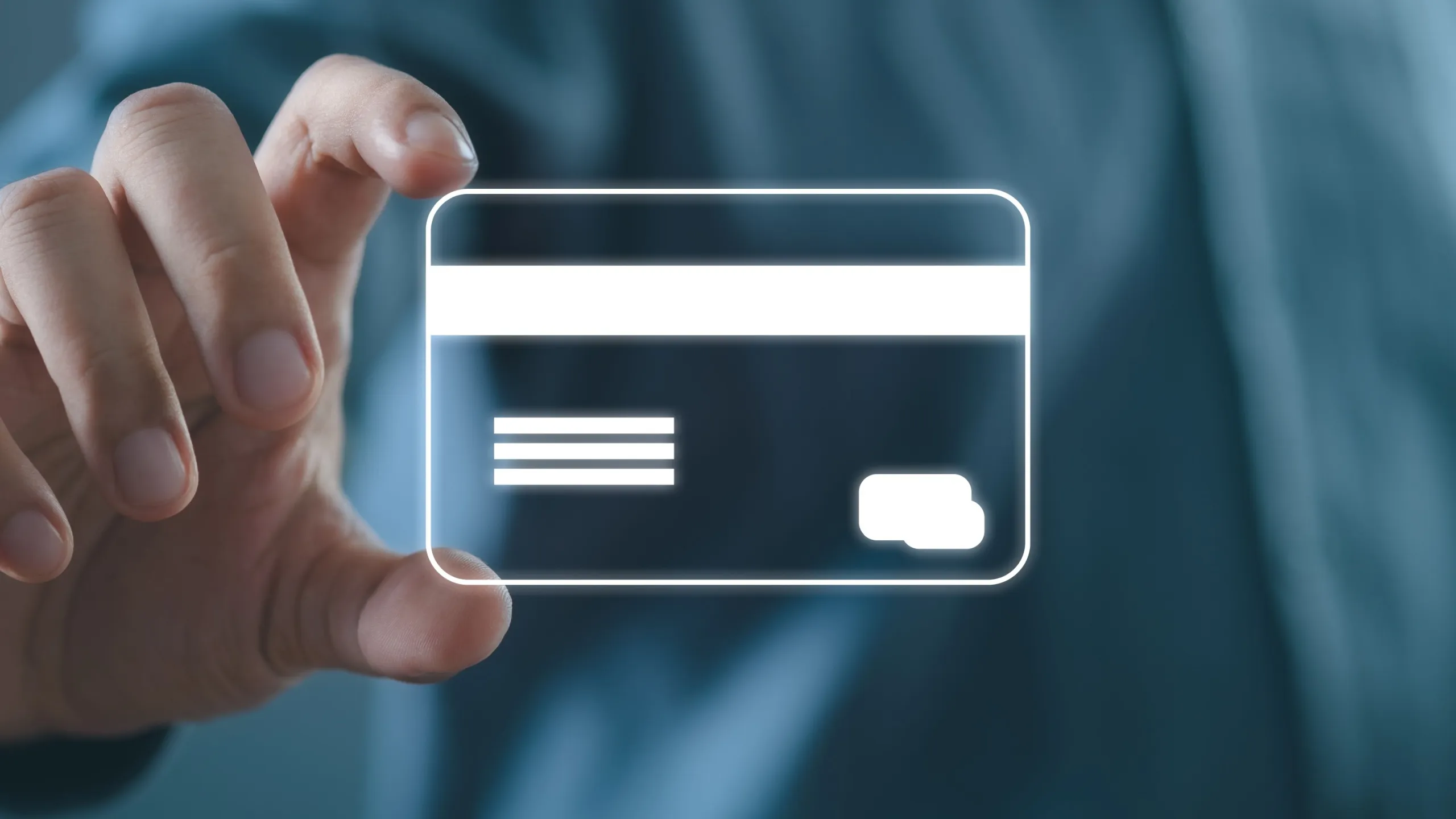Hand holding outline of credit card