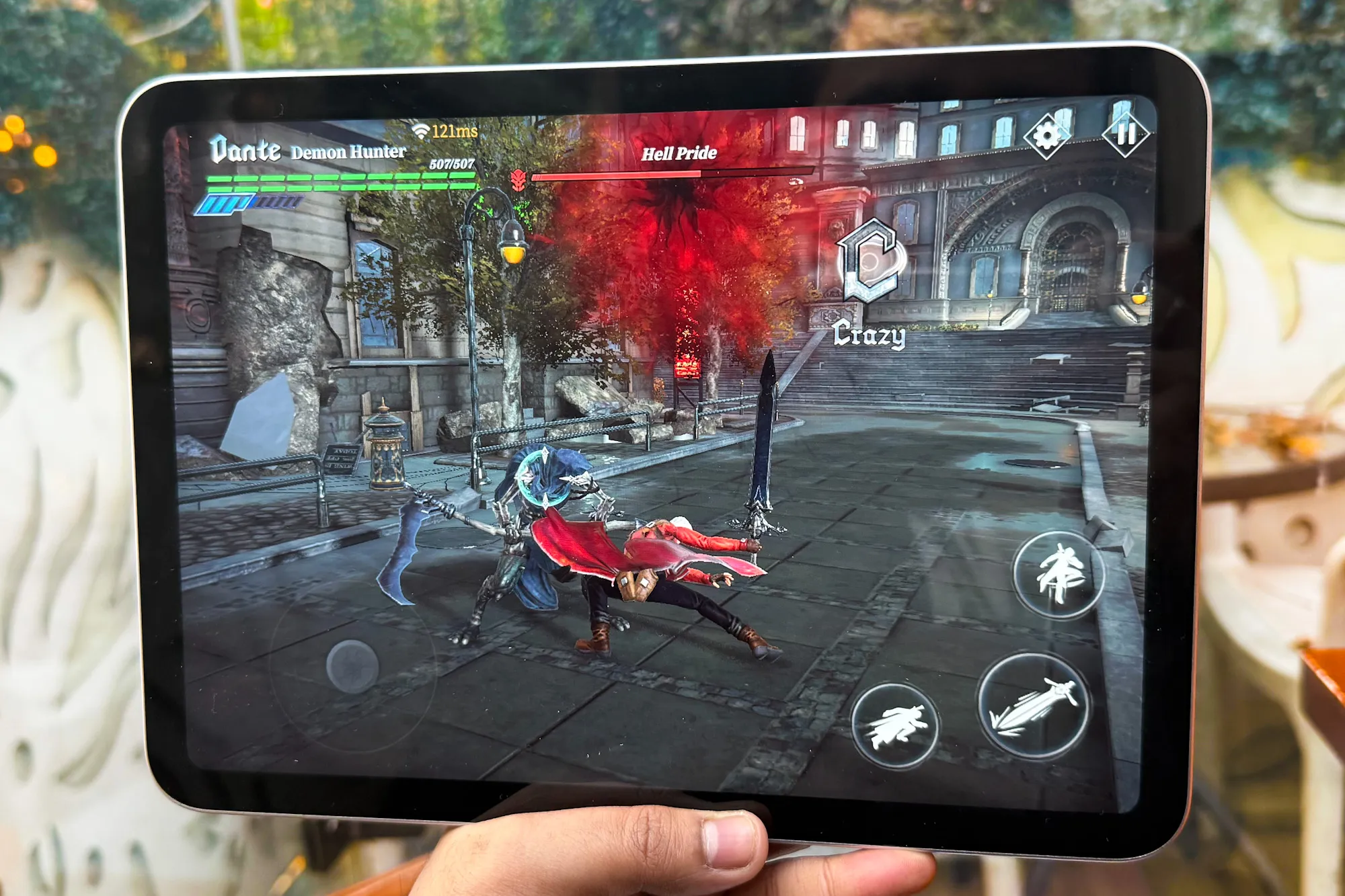 Playing Devil May Cry on the 11th Gen iPad.