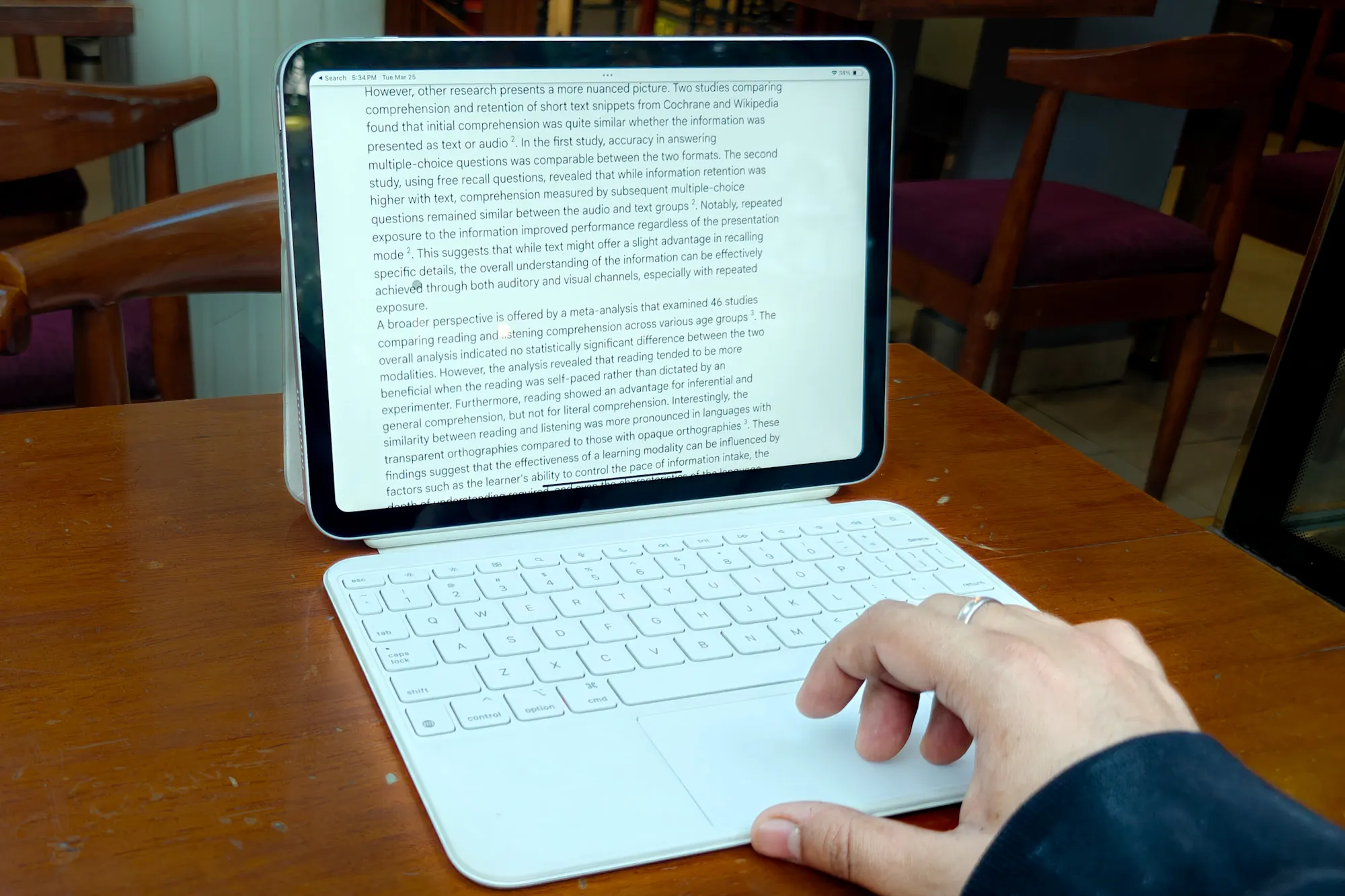 Reading document on the 11th Gen iPad.