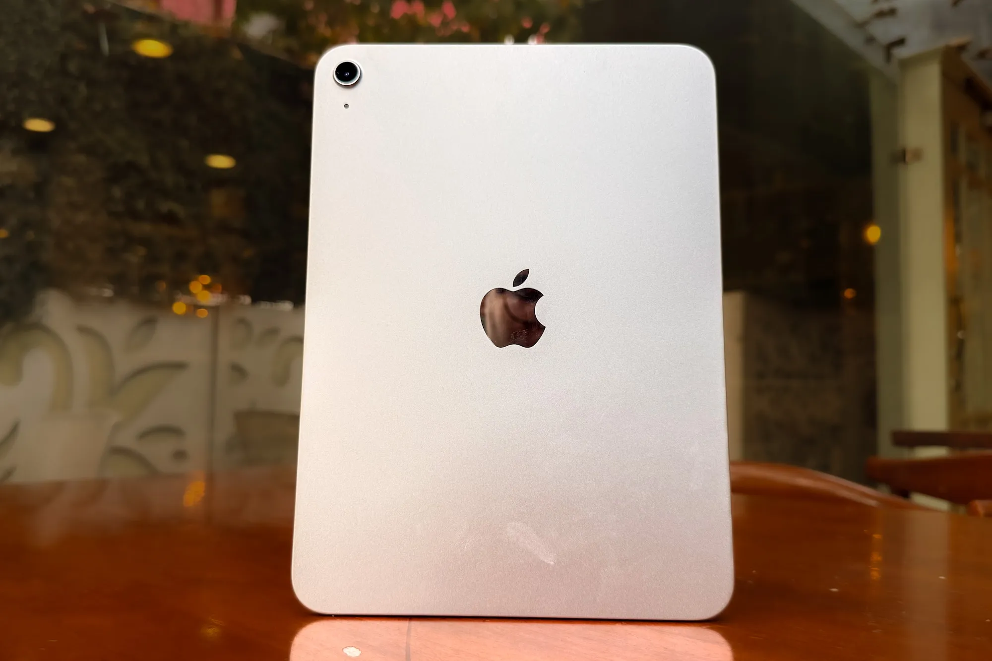 Angled view of the rear panel on the 11th Gen iPad.