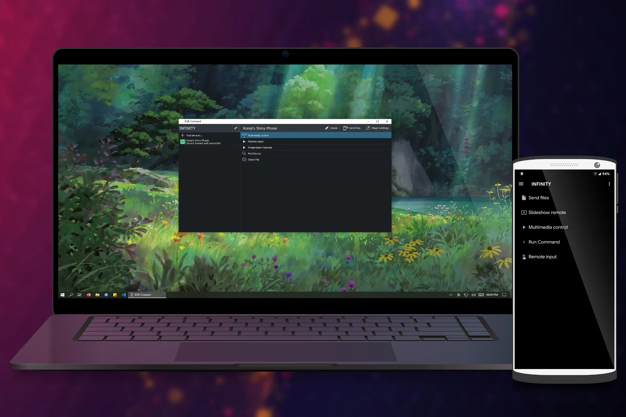 KDE Connect app on Windows laptop and Android phone