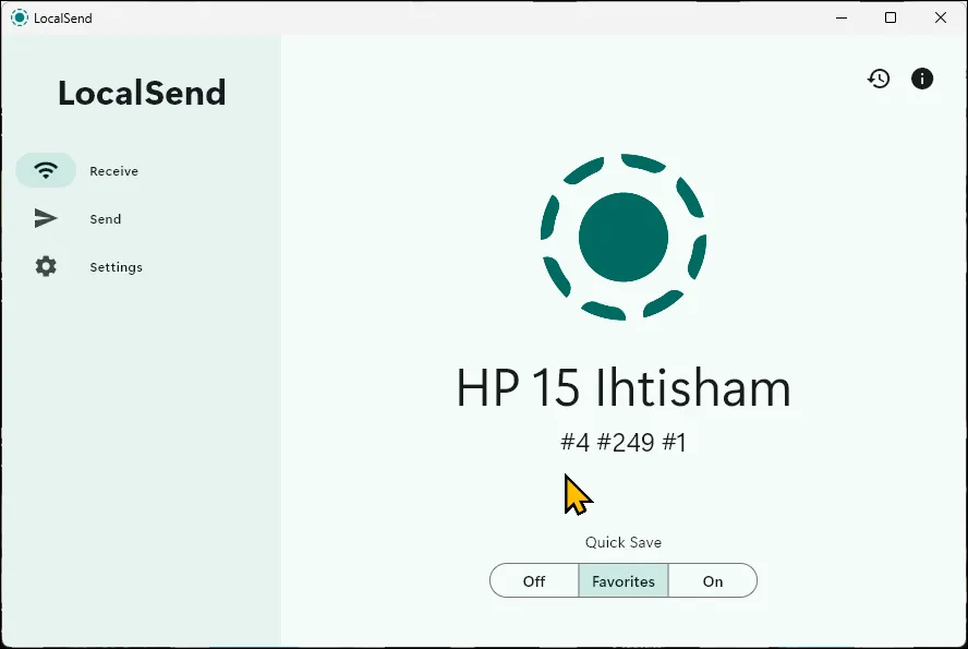 Local Send app main interface on Windows 11-1