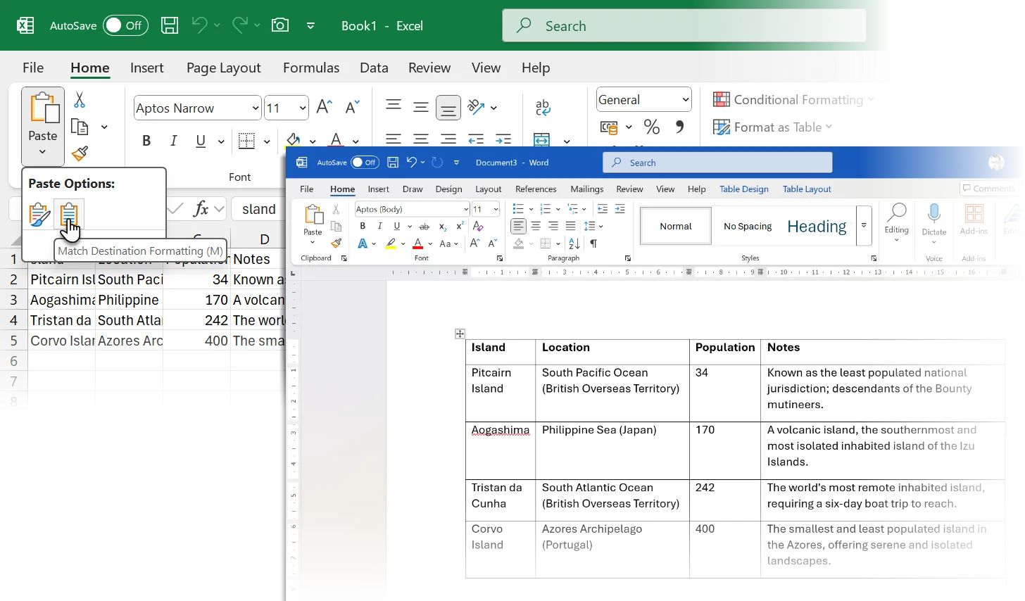 Pasting from ChatGPT to Microsoft Word using Excel as an intermediary