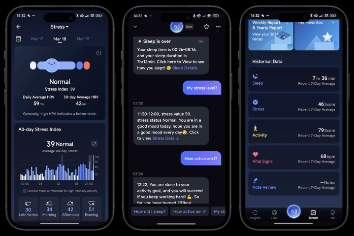 Screenshots taken from the RingConn Gen 2 Air's app.