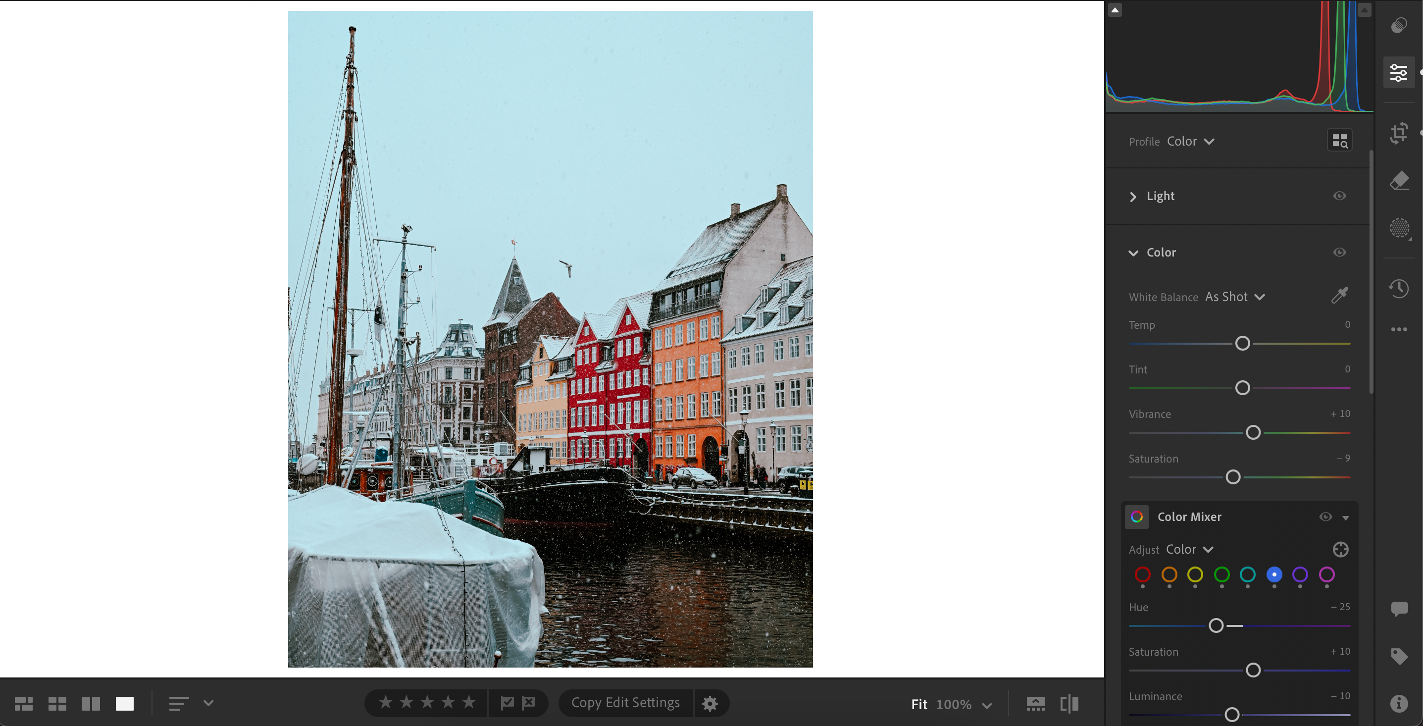 Editing a JPEG in Adobe Lightroom