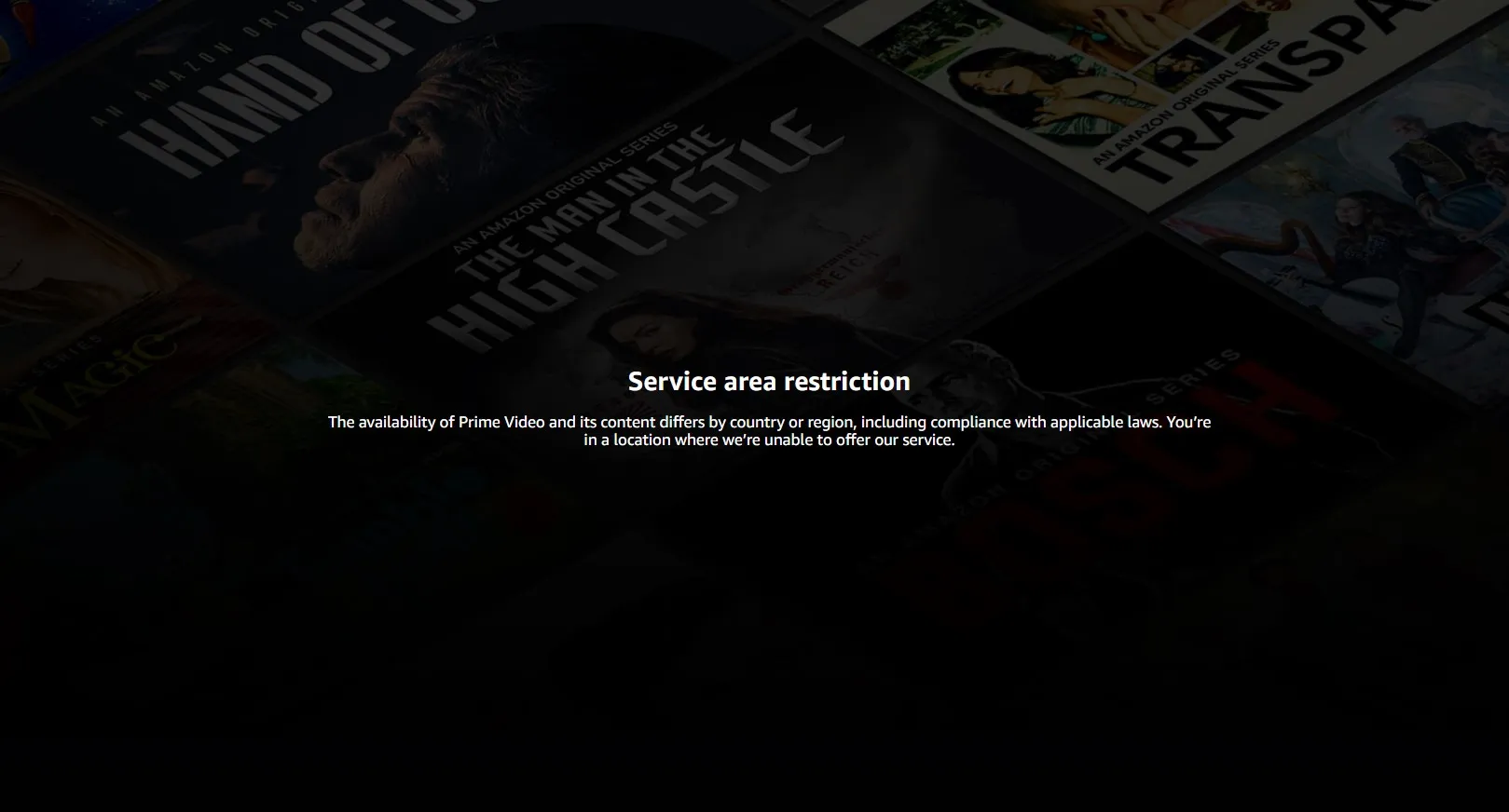 Amazon Prime not available in location