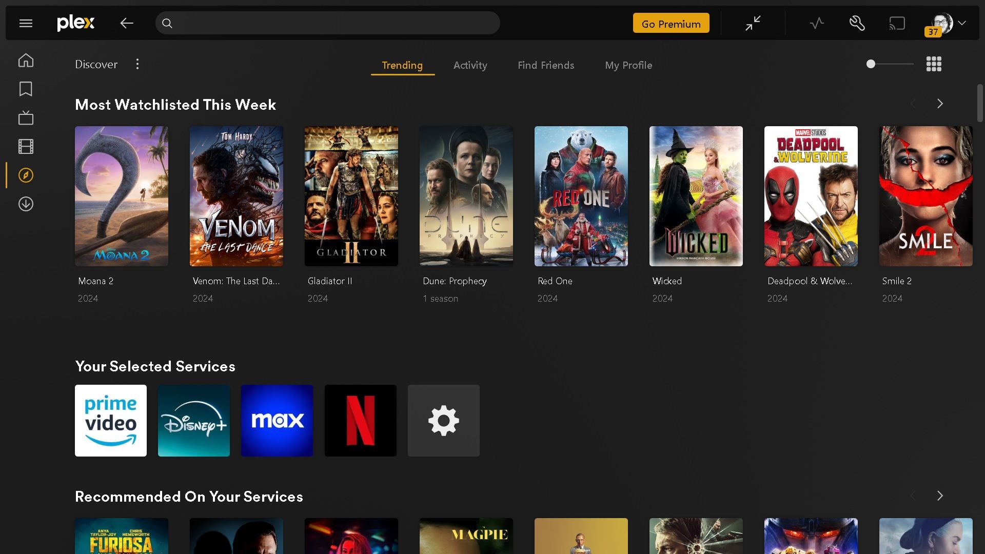 searching for movies and tv shows using plexs discover page