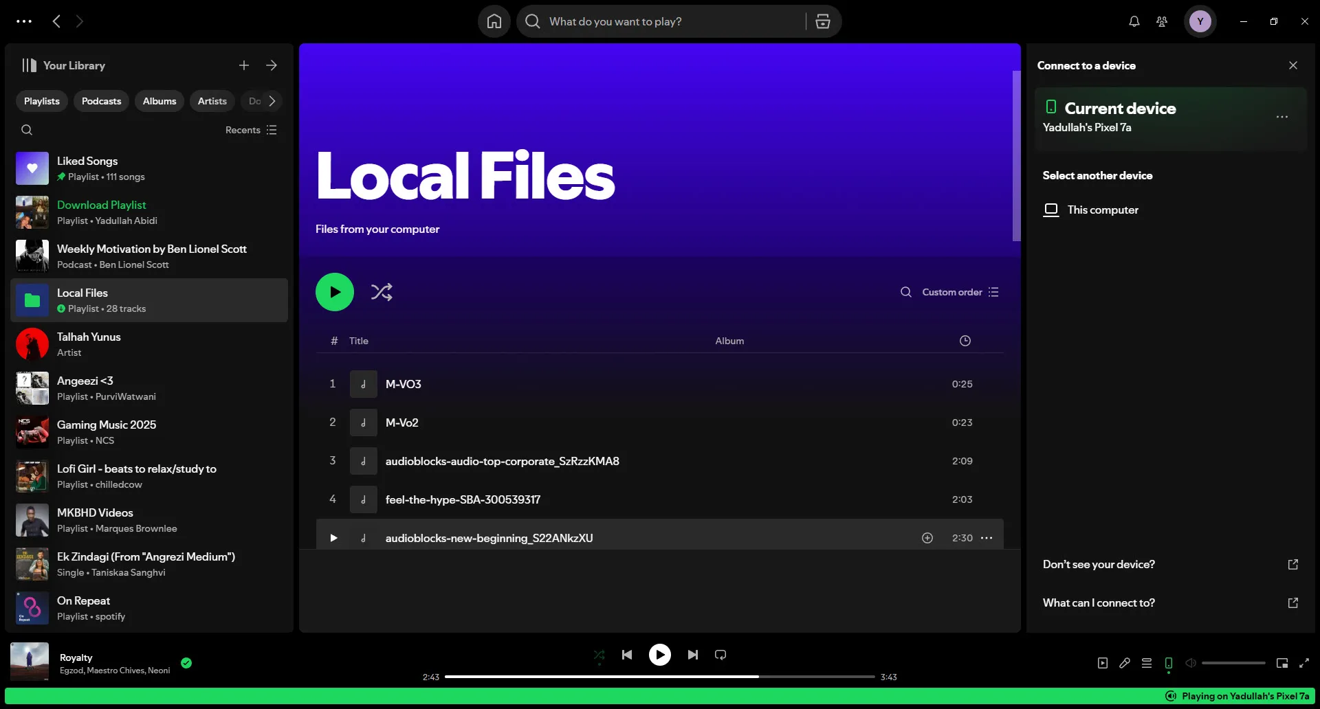 Spotify Connect running on Spotify Windows app