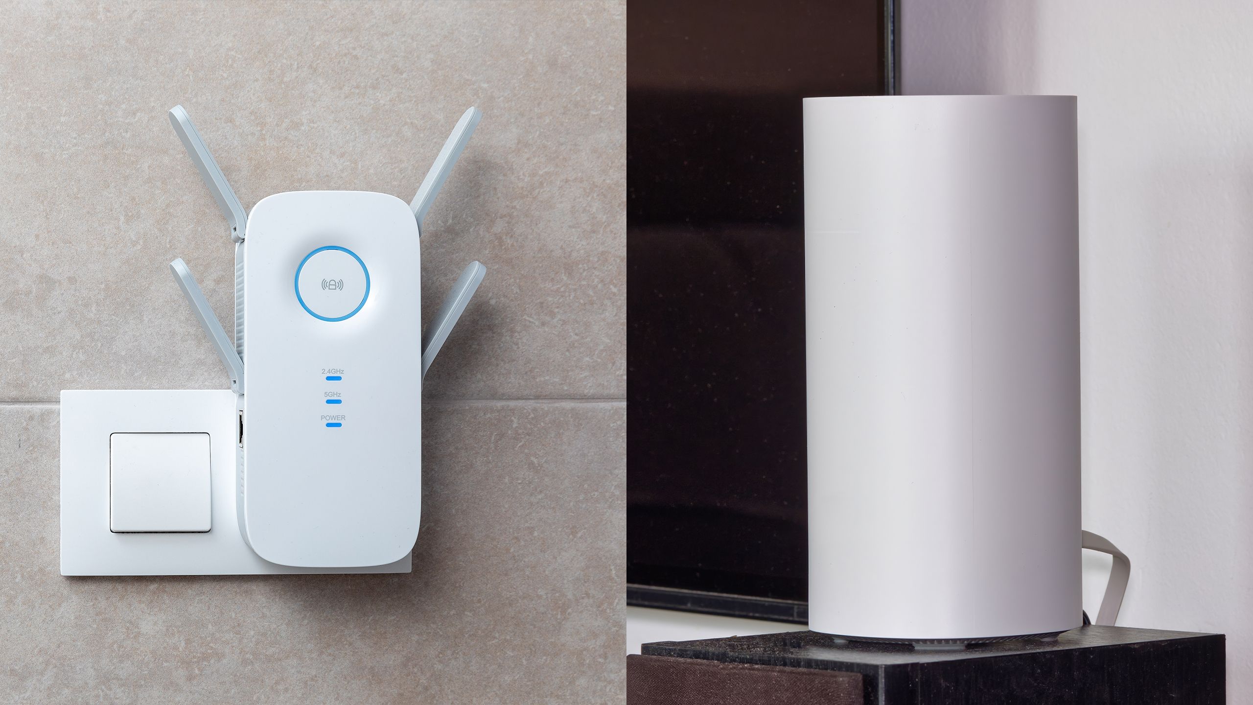Wi-Fi range extender vs. Mesh Wi-Fi access point.