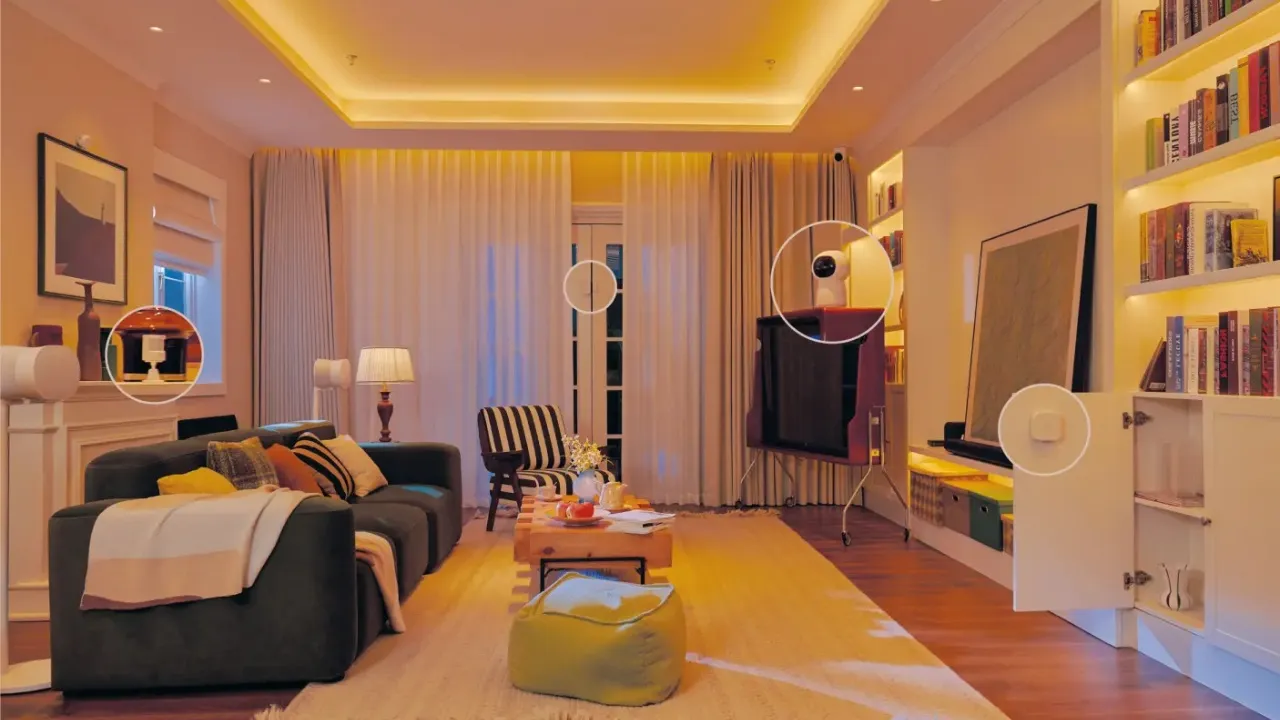 The Aqara Security System placed in a room