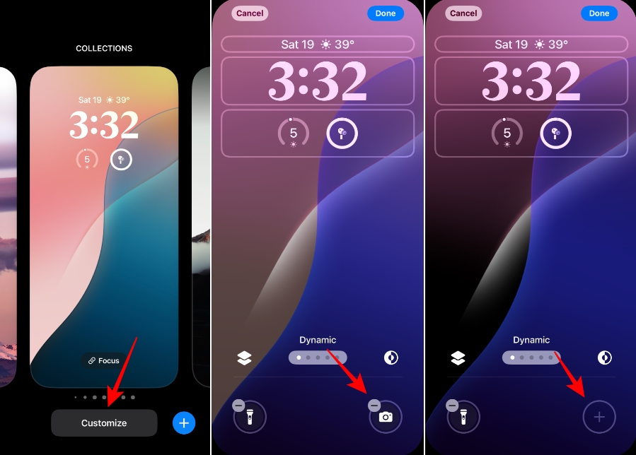 تخصيص عناصر التحكم في شاشة القفل على iPhone