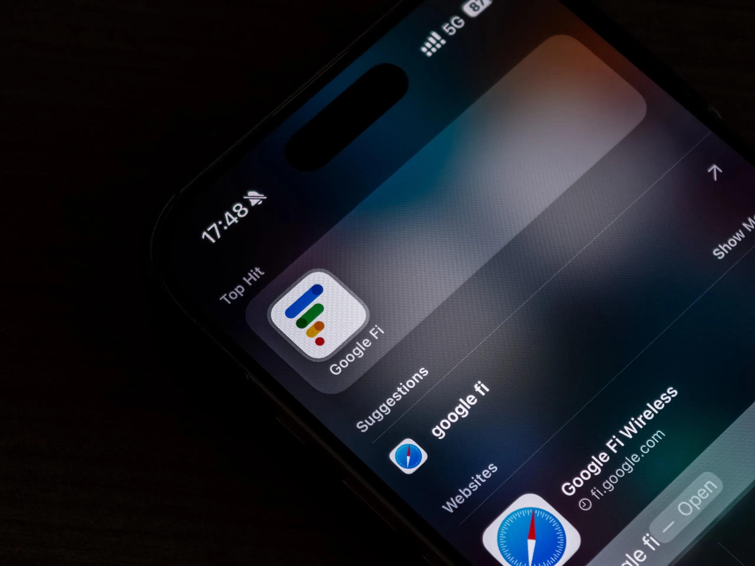 أيقونة تطبيق Google Fi Wireless على iPhone 16 Pro