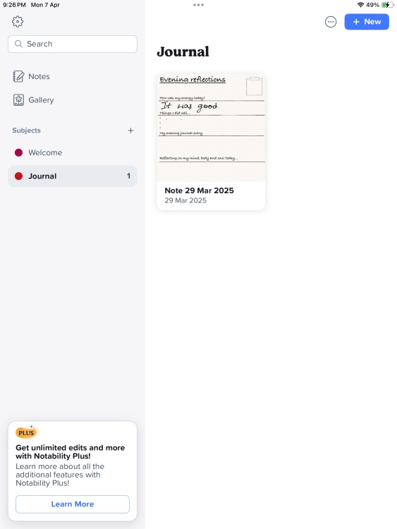 Notability journal iPad