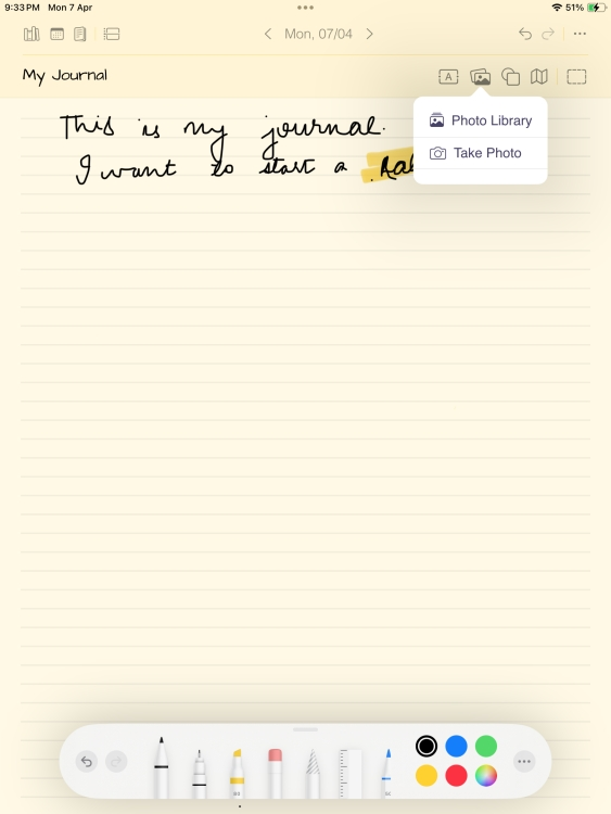 Penjo journal on iPad