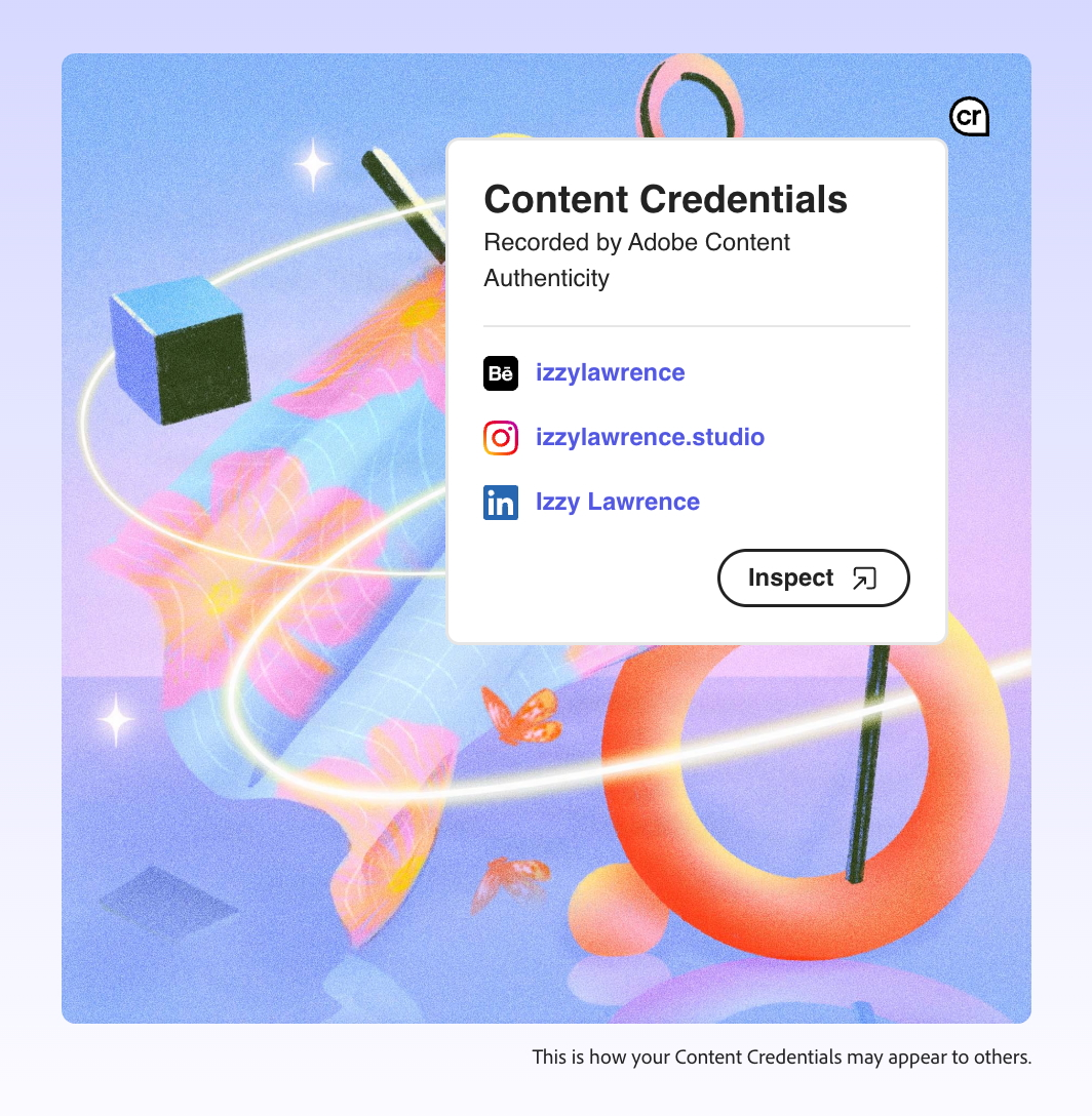 شكل بيانات الاعتماد على Adobe.