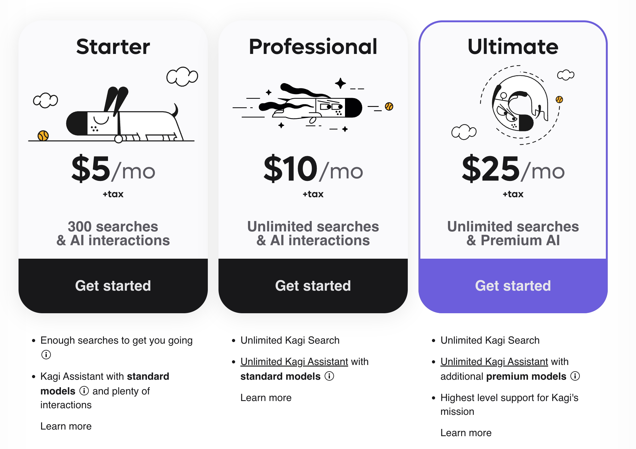 جدول أسعار Kagi.