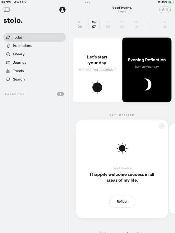 Stoic journal app iPad
