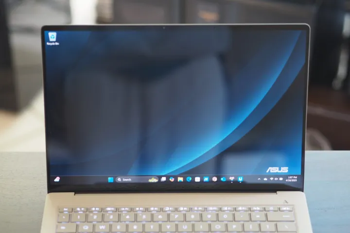 Asus Zenbook A14 front view showing display.