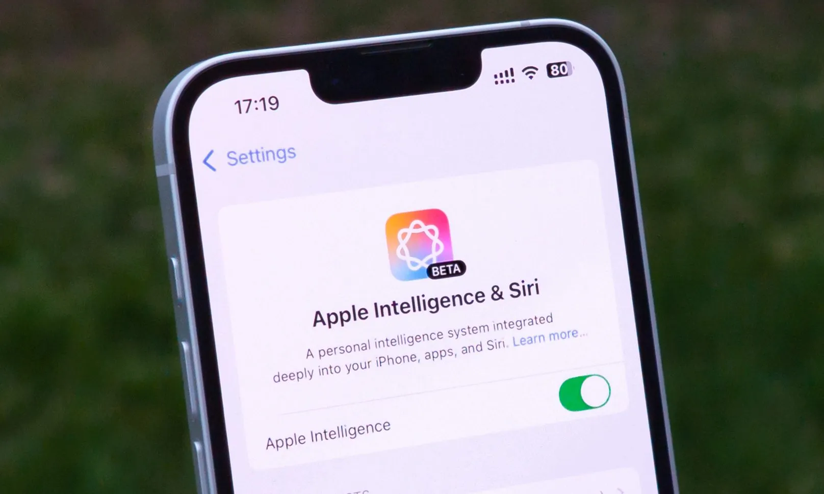 Apple Intelligence on-screen on the iPhone 16e