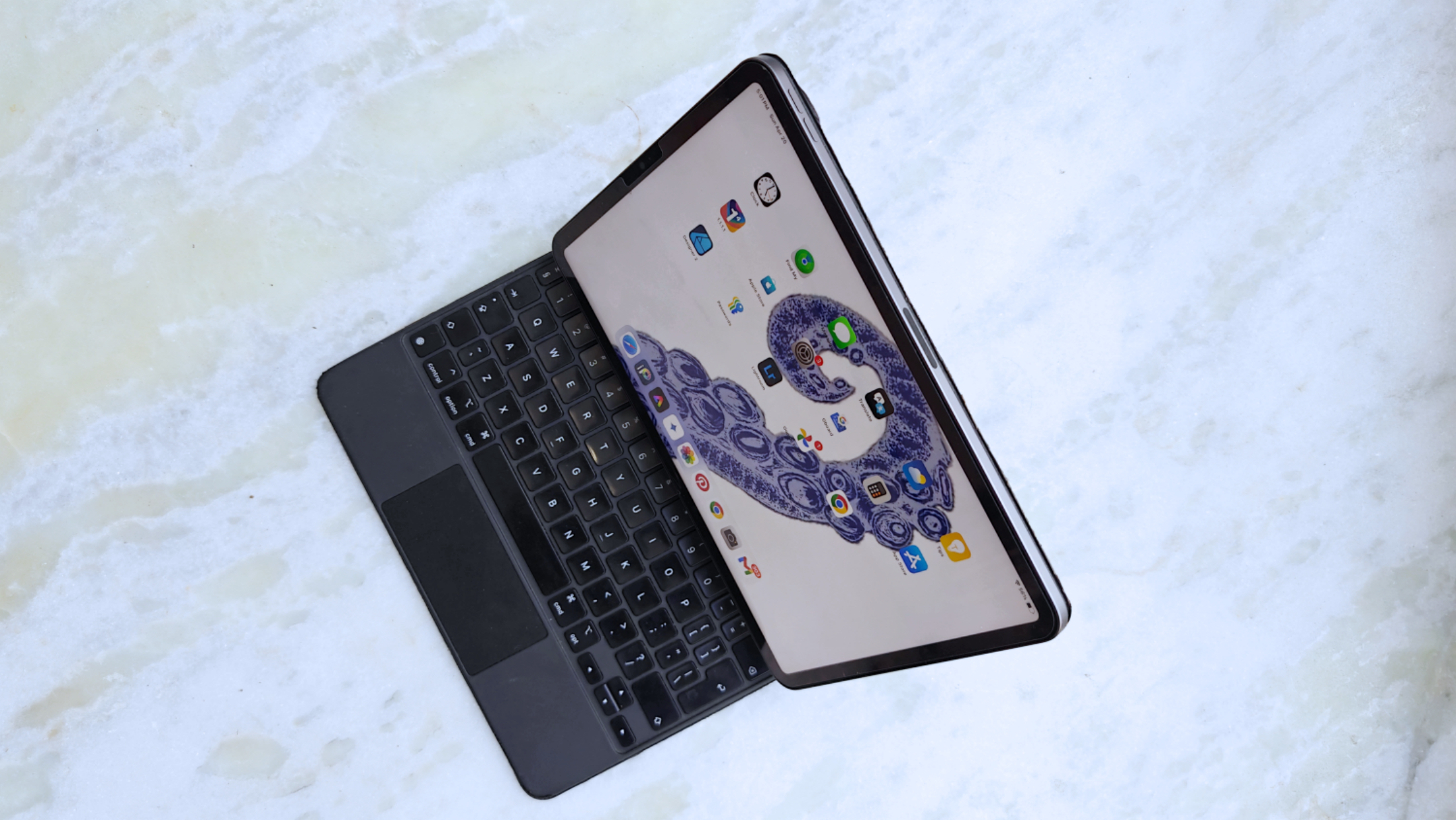 Top view of 2021 iPad Pro with Magic Keyboard.