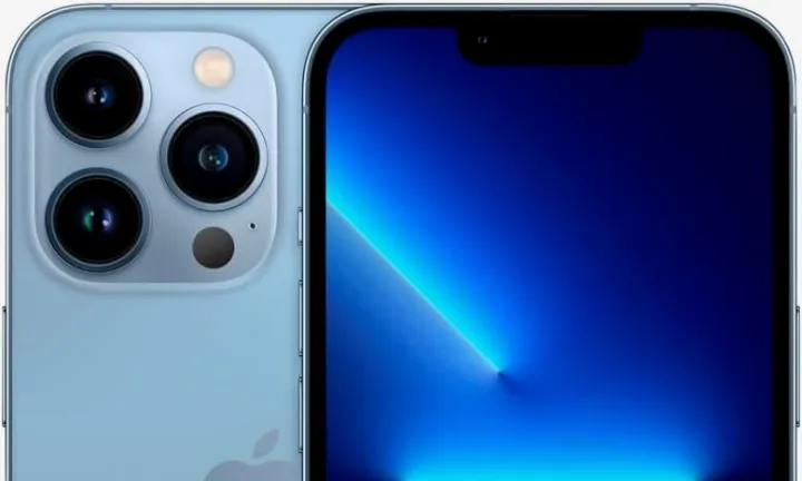 iPhone 13 Pro in Sierra Blue.