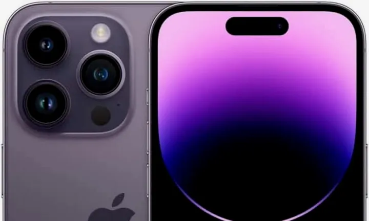 iPhone 14 Pro in Deep Purple.