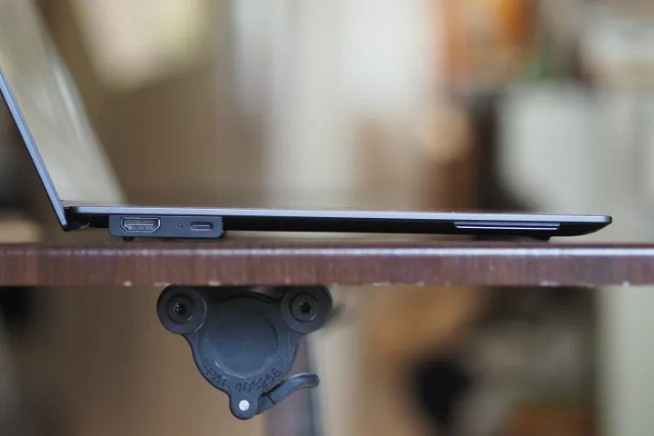Lenovo ThinkPad X9-14 side view showing lid and ports.