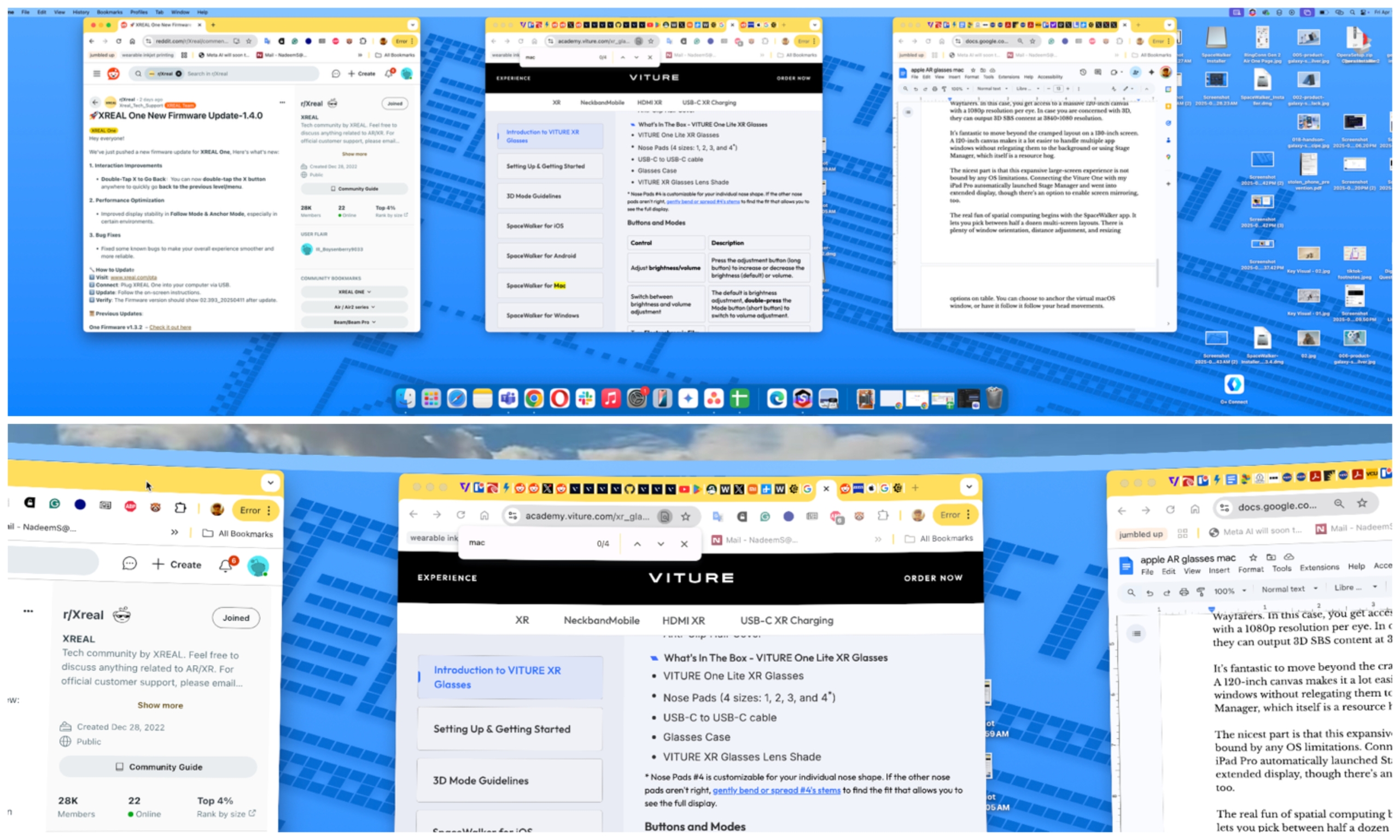 macOS windows appearing within SpaceWalker app.