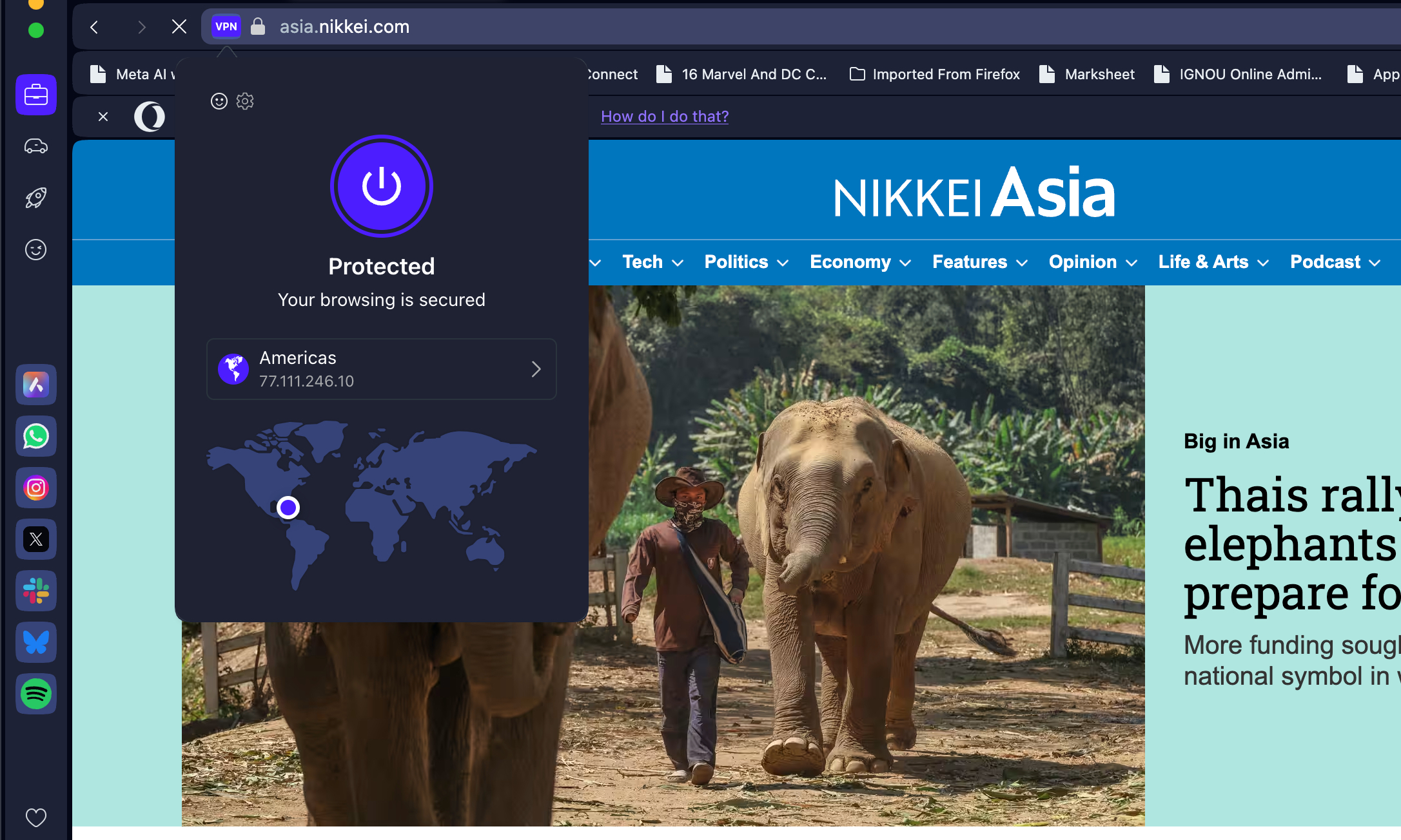 VPN in Opera browser.