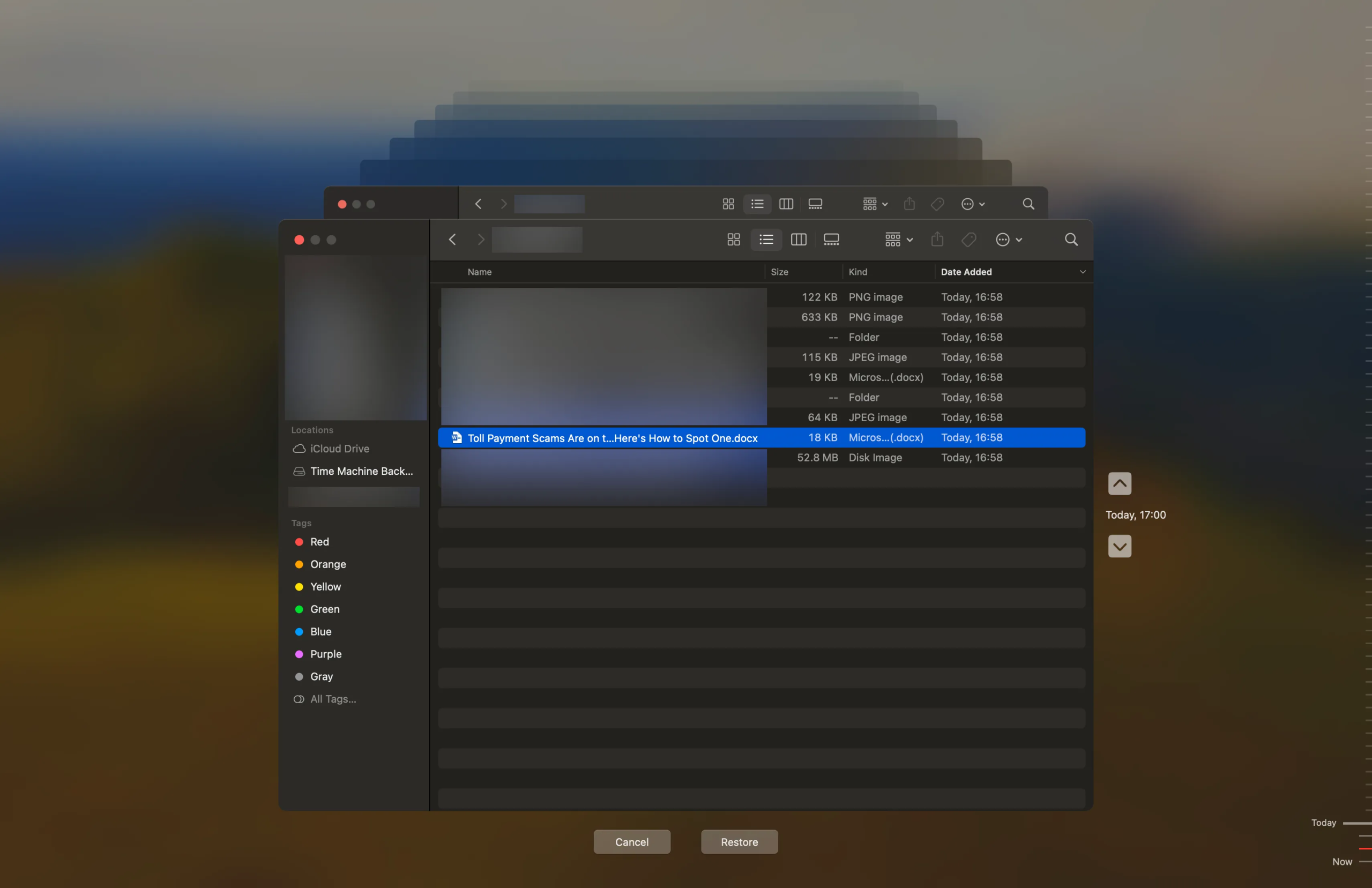 استعادة مستند Word غير محفوظ من نسخة Time Machine الاحتياطية.