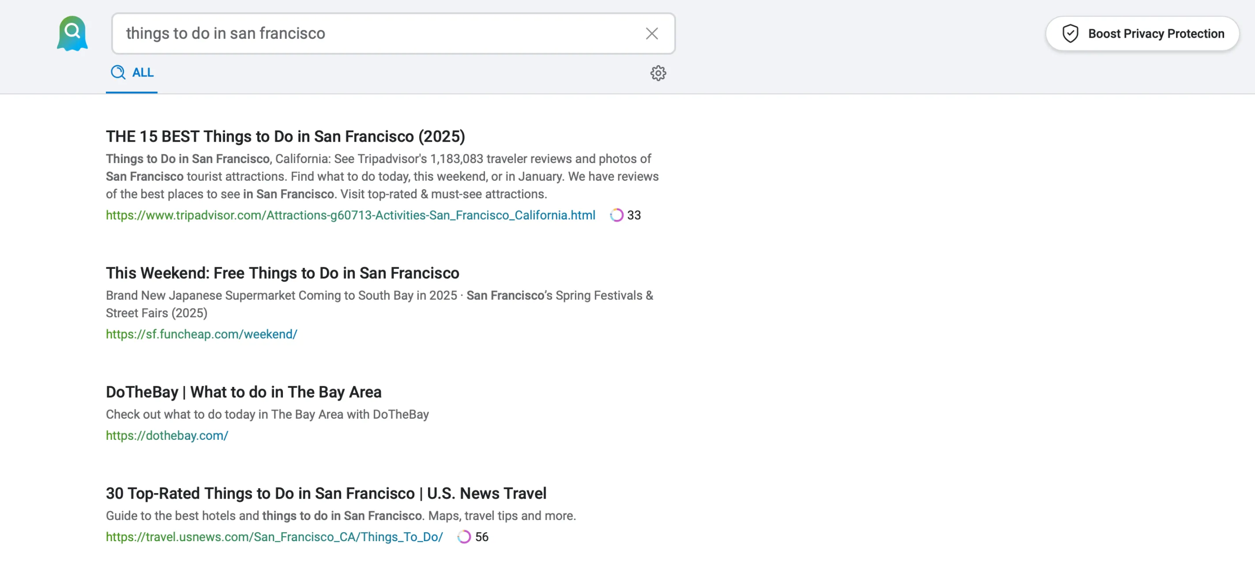 استخدام أداة Ghostery Private Search