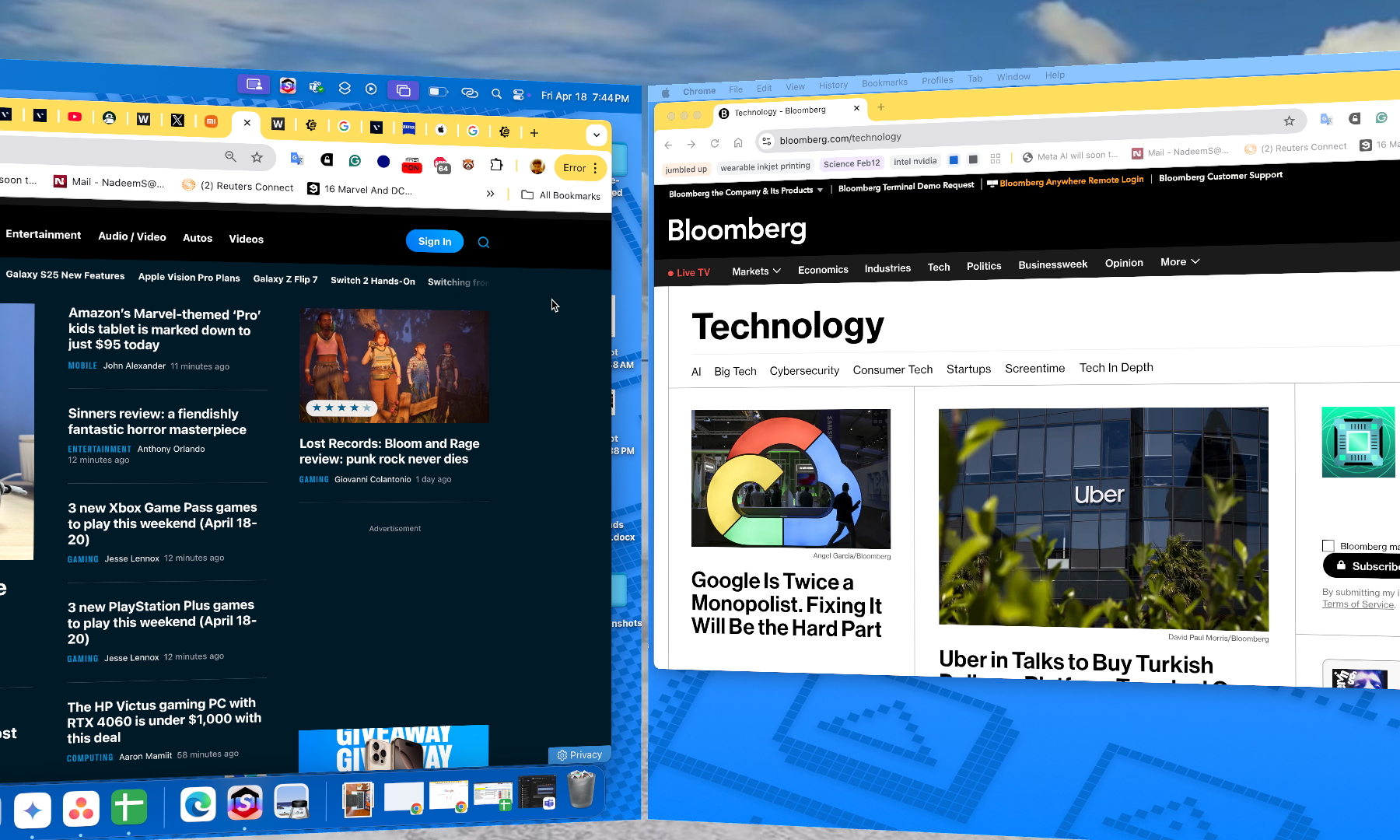 Side by side macOS windows in SpaceWalker.