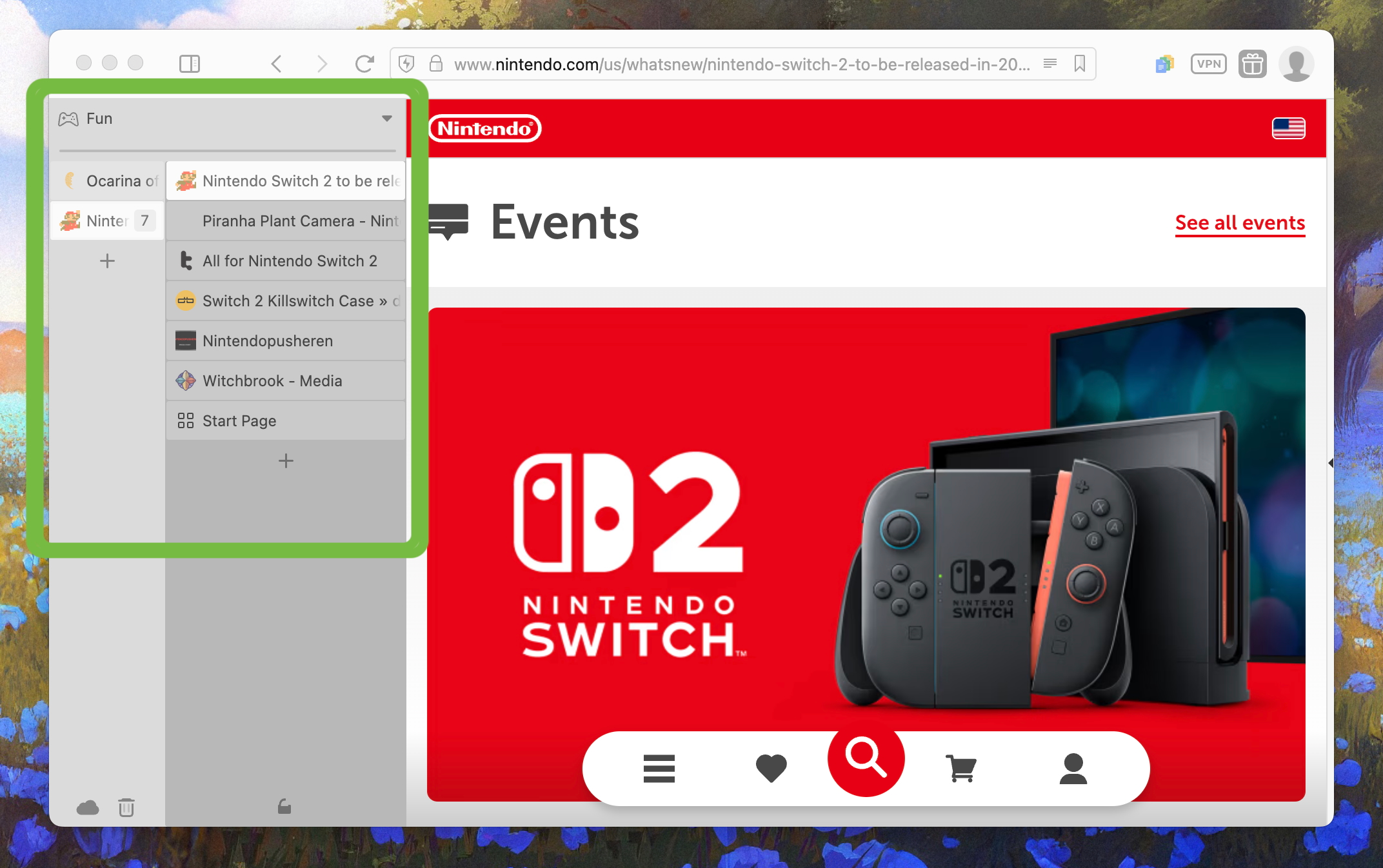 تجميع علامات التبويب في Vivaldi.