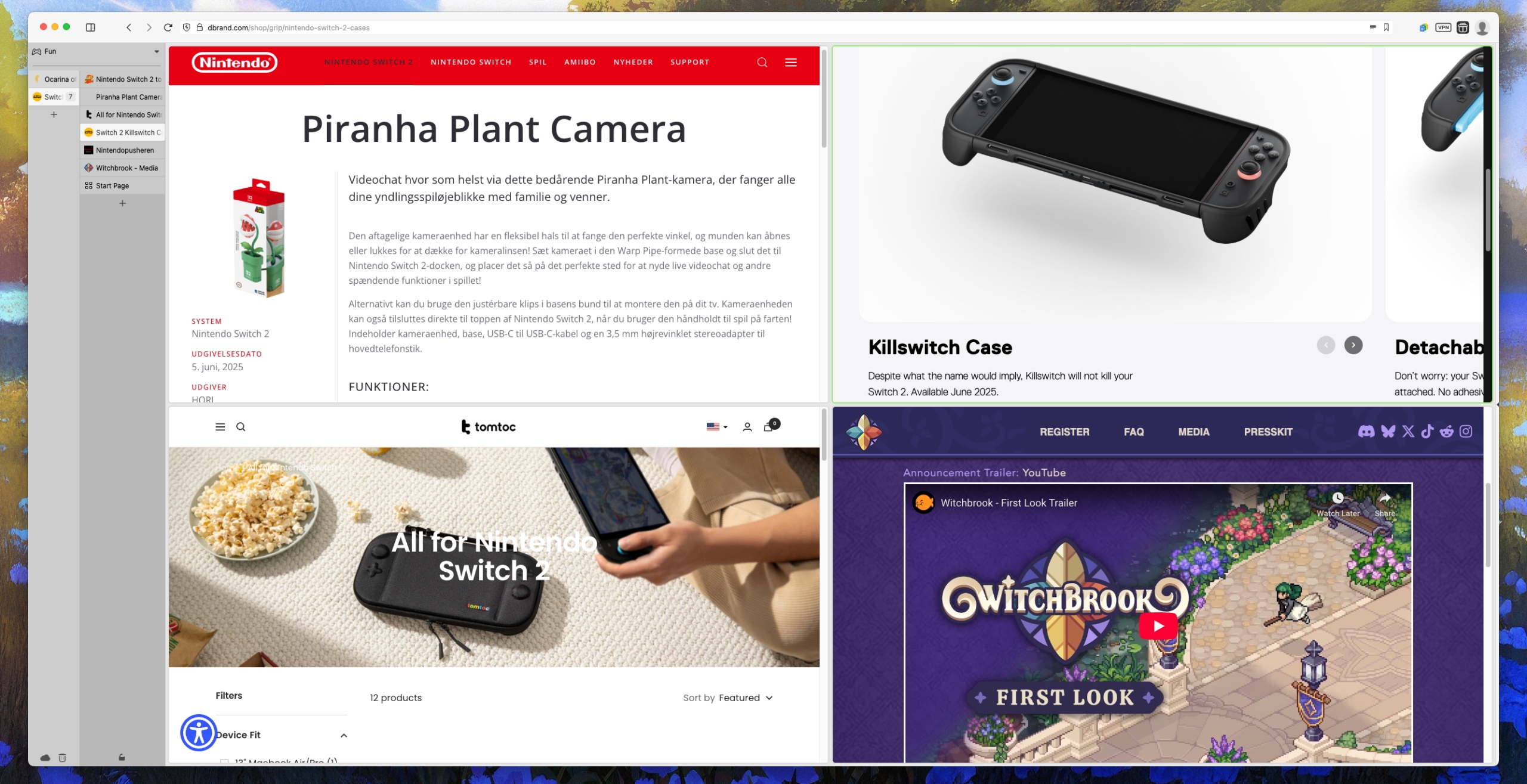 لقطة شاشة لترتيب علامات التبويب المتجاورة في Vivaldi.