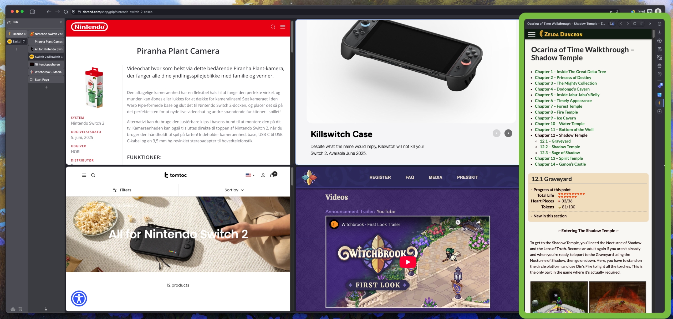 لوحة ويب في متصفح Vivaldi.